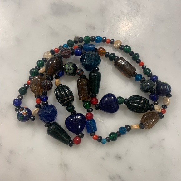 Vintage 36” lampwork glass and shell necklace - Picture 1 of 2